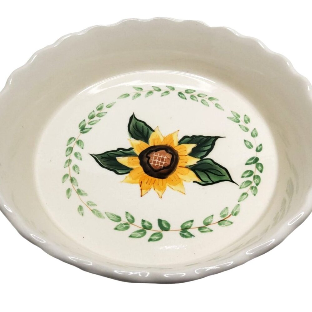 vintage abc distributing heavy ceramic 9" Sunflower pattern tray/plate 2" deep.
